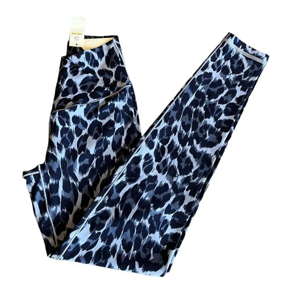 NEW Aerie Offline Women's Hi Rise LEGGING Sz XS Blue Leopard Print PANT Real Me - Picture 1 of 11